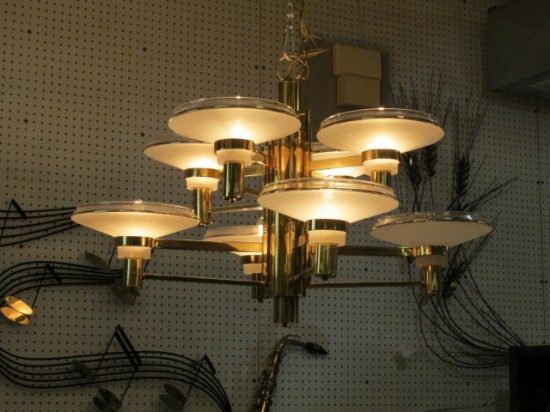 Vintage Mid Century Modern 8 Arm Brass Chandelier – $895