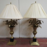 Vintage Antique Pair of Brass Bouquet of Roses Table Lamps – $900 for the pair