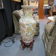 Vintage Antique Large Chinese Porcelain Vase and Stand – $495