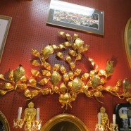 Vintage Antique Large 8 Arm Gilded Metal Leaves Wall Sconce – $495