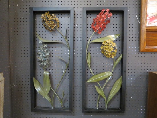Vintage Mid Century Modern Pair of Metal Flower Wall Art – $195 for the pair Vintage Mid Century Modern Pair of Metal Flower Wall Art – $195 for the pair
