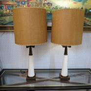 SALE! Vintage Mid Century Modern Pair of Stiffle Lamps and Shades – $450 for the pair