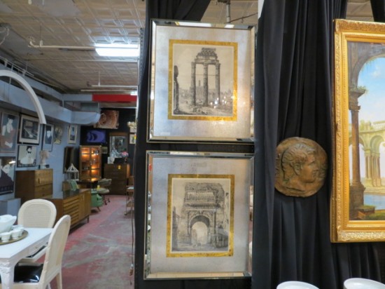 Vintage Antique Pair of Large Roman Ruins Prints in Mirrored Frames – $395 each