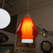 Vintage Mid Century Modern Orange Glass Pendant Light – $175