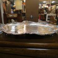 Vintage Antique Large Oval Silver Plate Footed Tray – $240