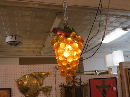 Vintage Mid Century Modern Glass Grapes Amber Swag Chandelier – $145 Vintage Mid Century Modern Glass Grapes Amber Swag Chandelier – $145