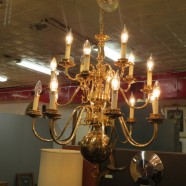 Vintage Antique Brass 16 Arm Chandelier – $139