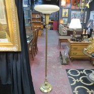 Vintage Antique Brass Torchiere Floor Lamp – $450