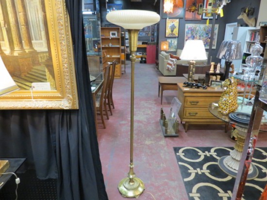 Vintage Antique Brass Torchiere Floor Lamp – $450