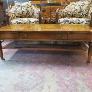 Vintage Antique Mahogany Leather Top Coffee Table – $295