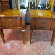 Vintage Antique Pair of Mahogany Leather Top Side Tables/Nightstands – $295 for the pair