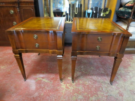Vintage Antique Pair of Mahogany Leather Top Side Tables/Nightstands – $295 for the pair Vintage Antique Pair of Mahogany Leather Top Side Tables/Nightstands – $295 for the pair