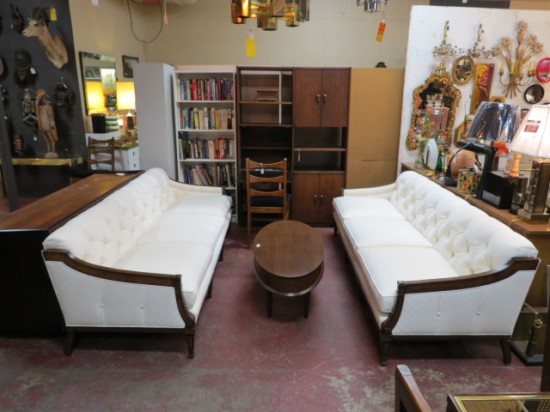 Vintage Mid Century Modern Pair Of White Tufted Sofas – $695 each Vintage Mid Century Modern Pair Of White Tufted Sofas – $695 each