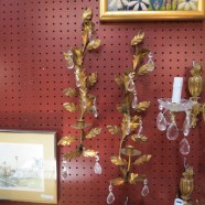 Vintage Antique Pair of Gilt Metal and Crystal Candle Wall Sconces – $145 for the pair