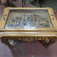 Vintage Antique Carved Walnut Tea Table/Coffee Table – $400