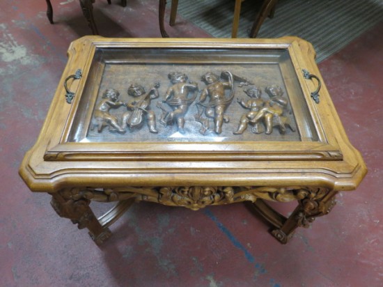 Vintage Antique Carved Walnut Tea Table/Coffee Table – $400