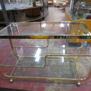 Vintage Mid Century Modern Milo Baughman Brass Glass Bar Cart/Server – $1250