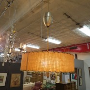 Vintage Mid Century Modern Adjustable Hanging Light with Drum Shade – $275