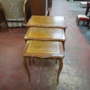 Vintage Antique Set of 3 Walnut Leather Top Nesting Tables – $135 for the set