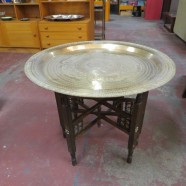 Vintage Antique Moroccan Brass Tray Coffee Table/Side Table – $445