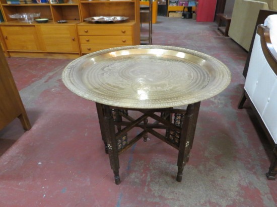 Vintage Antique Moroccan Brass Tray Coffee Table/Side Table – $445 Vintage Antique Moroccan Brass Tray Coffee Table/Side Table – $445