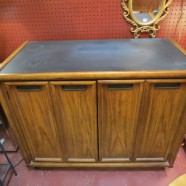 Vintage Mid Century Modern Fruitwood 2 Door Server/Bar Cabinet – $445