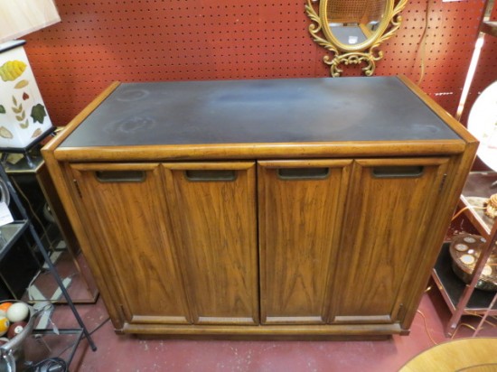 Vintage Mid Century Modern Fruitwood 2 Door Server/Bar Cabinet – $445