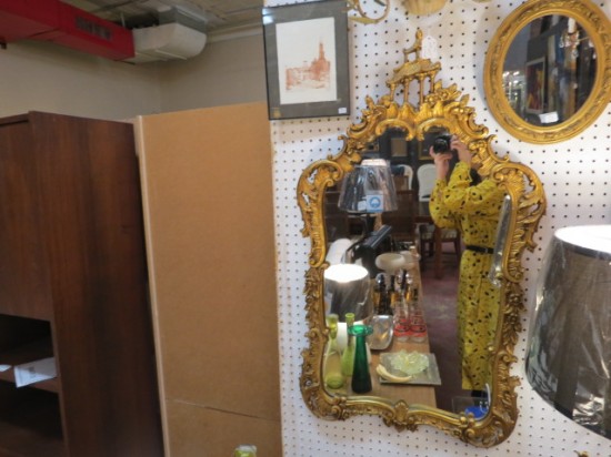 Vintage Antique Chinese Style Gold Wood and Gesso Mirror – $445