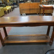 Vintage Antique Style Burled Oak and Fruitwood Console Table – $165