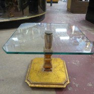 Vintage Antique Small Gilded Glass Top Coffee Table – $115