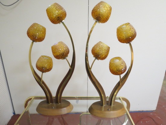 Vintage Mid Century Modern Pair of 4 Arm Flower Lamps – $395 each
