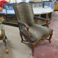 Vintage Antique Drexel Hand Carved Arm Chair with Leopard Fabric – $500