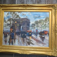 Vintage Antique “The Triumph Arch” Paris Impressionist Street Scene Oil Painting – $595