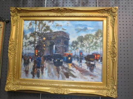 Vintage Antique “The Triumph Arch” Paris Impressionist Street Scene Oil Painting – $595