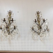 Vintage Antique Pair of French Bronzed Metal and Crystal Sconces – $495 for the pair