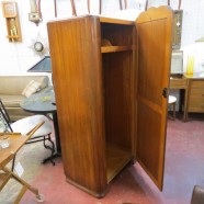 Vintage Antique Art Deco Walnut Armoire Wardrobe – $445