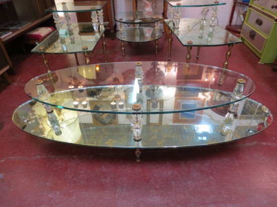 Vintage Hollywood Glam 2 Tier Mirrored Coffee Table – $325