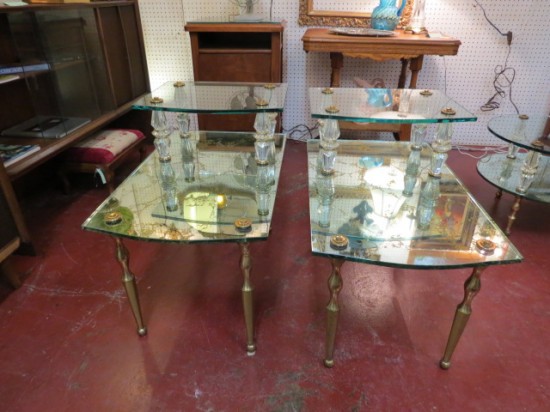 Vintage Hollywood Glam 2 Tier Mirrored Side Tables – $430 for the pair