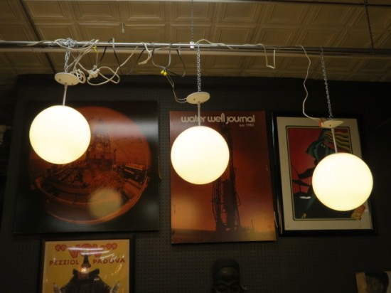 Vintage Mid Century Modern Set of 3 White Globe Hanging Lamps – $99 each Vintage Mid Century Modern Set of 3 White Globe Hanging Lamps – $99 each