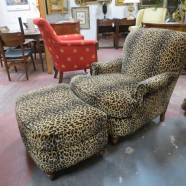 Vintage Leopard Print Velvet Lounge Chair and Foot Stool – $650 for the set