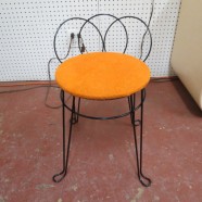 Vintage Mid Century Modern Wrought Iron Vanity Stool – $40