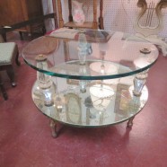 Vintage Hollywood Glam Round Mirrored Small Coffee Table – $225