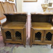 SALE! Vintage Antique French Style Pair of Solid Walnut Nightstands – $250 for the pair