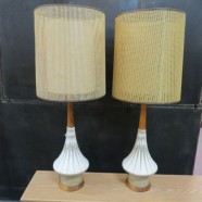 Vintage Mid Century Modern Pair of Ceramic Lamps with Double Shades – $350 for the pair